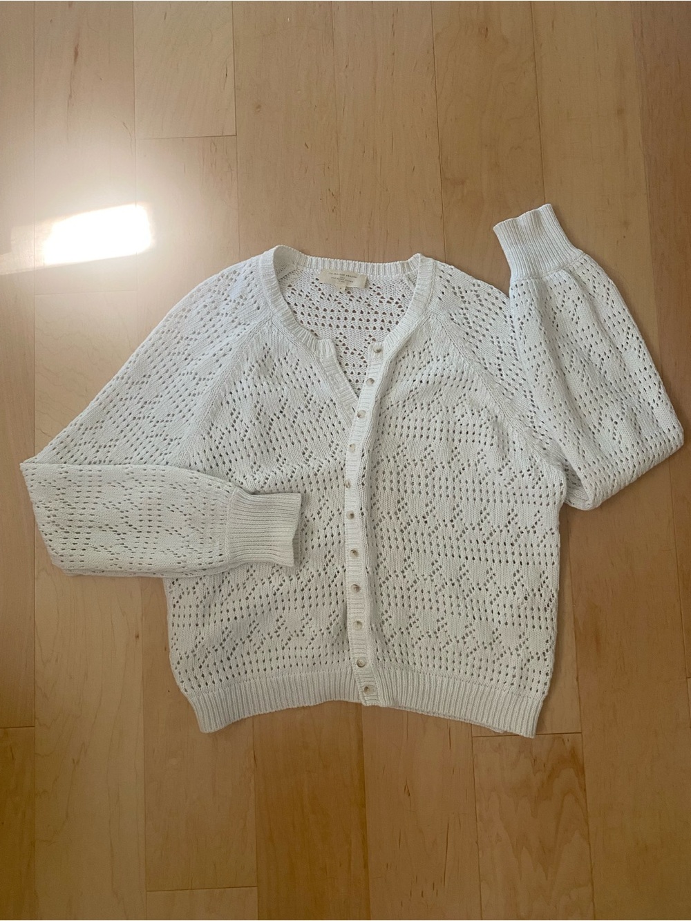 Sézane Capucine White Eyelet Knit Cardigan Sweater Small - Picture 2 of 8